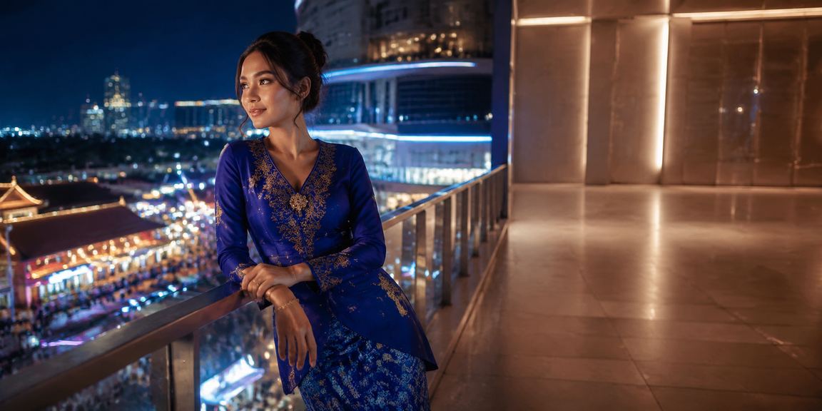 Suasana promosi dan permainan dadu bertemakan baju kurung di Melaka